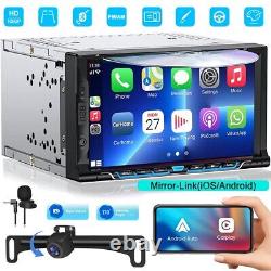 Wireless Apple CarPlay/Android Auto 7 Double 2DIN Car Stereo Radio DVD Player