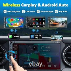 Wireless Double Din Car Stereo 7 Carplay Android Auto Bluetooth 4-Channel RCA