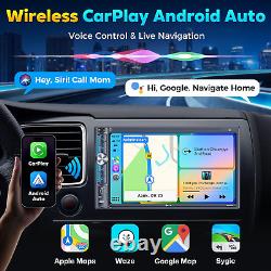 Wireless Double Din Car Stereo Apple Car Play Radio Bluetooth 5.3 Audio Receiver