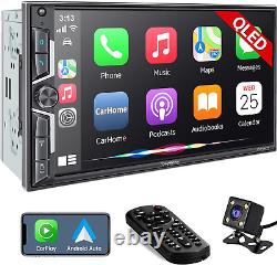 Wireless Double Din Car Stereo Carplay Android QLED Touchscreen Bluetooth Auto