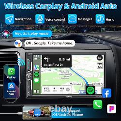 Wireless Double Din Car Stereo Carplay Android QLED Touchscreen Bluetooth Auto