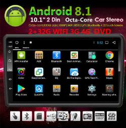 10.1 Android 8.1 DVD Car Stereo Double Din Radio 8-core Gps Wifi Ram2g Rom32g