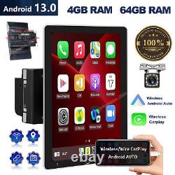 4+64GB Double 2DIN Rotatif 10'' Android 13 Apple CarPlay Autoradio GPS pour voiture