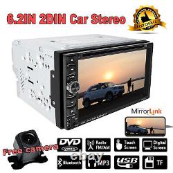 6.2 Double Autoradio 2DIN Lecteur CD DVD Bluetooth Écran Tactile Caméra de Recul
