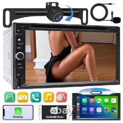 7 Autoradio CarPlay Android GPS DVD Stéréo Écran Tactile Double Din + Caméra