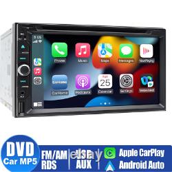 7 Autoradio CarPlay Android GPS DVD Stéréo Écran Tactile Double Din + Caméra