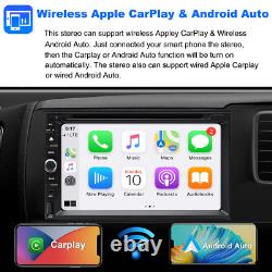 7 Autoradio CarPlay Android GPS DVD Stéréo Écran Tactile Double Din + Caméra