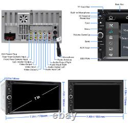 7 Autoradio CarPlay Android GPS DVD Stéréo Écran Tactile Double Din + Caméra