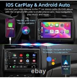 7 Autoradio Double Din Carplay Radio CD DVD FM Lecteur Bluetooth + Caméra de Recul