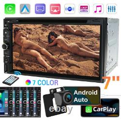 7 Double 2din Voiture Stereo Carplay Lecteur CD DVD Radio Bluetooth Touch Écran+cam