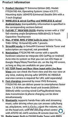 Atoto F7 Xe Double Din 7 Pouces Récepteur De Voiture Stéréo Sans Fil Carplay Android Auto