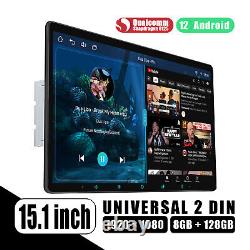 Autoradio 15,1 pouces Android 8G+128G Universel Double Din 1920x1080P GPS