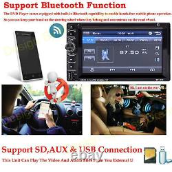 Autoradio 2Din Double Din avec lecteur CD DVD MP3, radio Bluetooth AUX TV SD+ caméra de recul