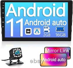 Autoradio Android 11 Double Din 2G+16G écran tactile 10,1 pouces avec GPS pour voiture
