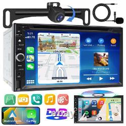 Autoradio Bluetooth Carplay Radio Double 2 Din 7 Lecteur CD DVD Caméra de Recul