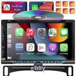 Autoradio Bluetooth à double din pour voiture avec Apple CarPlay et Android Auto écran tactile de 7 pouces