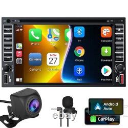 Autoradio Bluetooth de voiture avec CarPlay Double 2Din 7'' lecteur DVD et caméra de recul