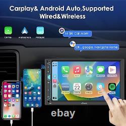 Autoradio CARPURIDE Double Din avec Apple Carplay et Android Auto sans fil, écran de 7 pouces