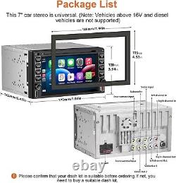 Autoradio DVD CD 2 Din 7 pouces HD avec Bluetooth, CarPlay, GPS et caméra intégrés