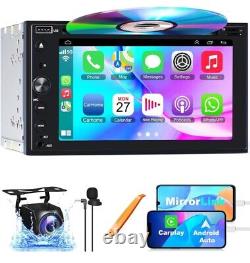 Autoradio Double Din avec Carplay & Android Auto, Radio CD DVD 7 pouces avec caméra GPS