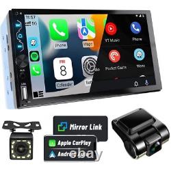 Autoradio Double Din avec Dash Caméra, Autoradio 7 pouces Full HD à écran tactile