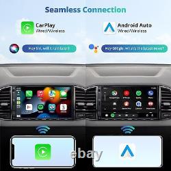 Autoradio Double Din avec caméra de recul, CarPlay sans fil, 7'' Android Auto 2G+32G