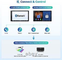 Autoradio Double Din avec caméra de recul, CarPlay sans fil, 7'' Android Auto 2G+32G