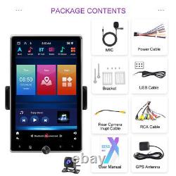 Autoradio GPS double DIN 2DIN rotatif 10,4 pouces Android 13 avec écran tactile et caméra