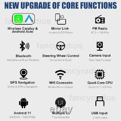 Autoradio GPS stéréo pour voiture Apple CarPlay Android 11 Double 2DIN rotatif 10,1'' 2+32G