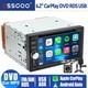 Autoradio &agrave; &eacute;cran Tactile 6.2 Dvd Cd Double 2 Din Carplay Fm/am/rds + Cam&eacute;ra
