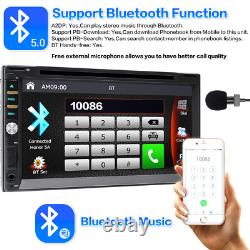 Autoradio de voiture Bluetooth Radio CarPlay Double 2Din 7'' Lecteur DVD avec caméra de recul