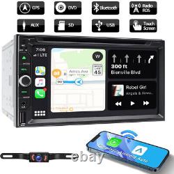 Autoradio de voiture Double Din 7'' avec Apple Carplay lecteur DVD Radio USB Bluetooth Caméra