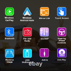Autoradio double DIN Android/Apple CarPlay avec écran tactile, lecteur DVD et CD