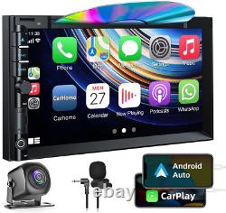 Autoradio double DIN avec CD DVD Caméra de recul compatible Carplay/Android Auto