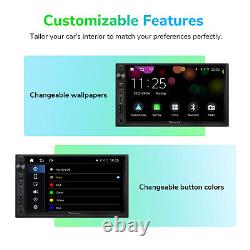 Autoradio double DIN stéréo de voiture QLED à écran tactile 7 pouces avec CarPlay, Android Auto, radio GPS, DSP et BT