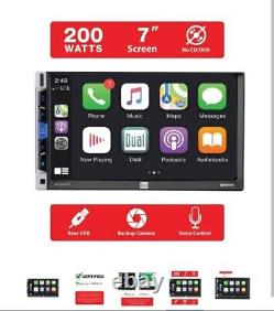 Autoradio double din 7 pouces avec Apple CarPlay, Bluetooth, écran tactile puissant 200 W