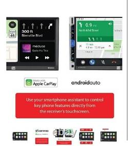 Autoradio double din 7 pouces avec Apple CarPlay, Bluetooth, écran tactile puissant 200 W