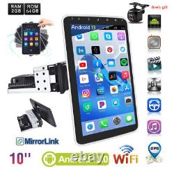 Autoradio simple DIN rotatif 10.1'' Android 13 écran tactile Radio GPS Wifi