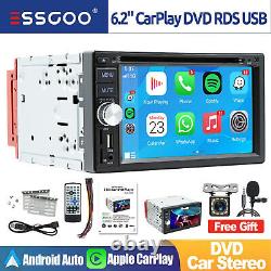 Autoradio stéréo DVD CD à écran tactile double DIN de 6,2 pouces avec caméra FM MIC