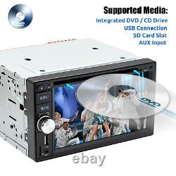 Autoradio stéréo DVD CD à écran tactile double DIN de 6,2 pouces avec caméra FM MIC