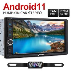 Autoradio stéréo à double DIN Pumpkin 7 Android 11 avec GPS, 32 Go de mémoire, WIFI et caméra