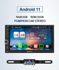 Autoradio stéréo à double DIN Pumpkin 7 Android 11 avec GPS, 32 Go de mémoire, WIFI et caméra