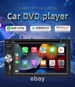 Autoradio stéréo pour voiture 6.2 pouces Double Din Bluetooth Lecteur DVD Carplay Mirror Link USB