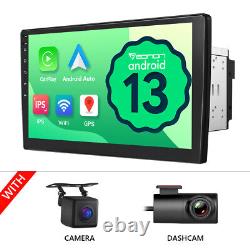 CAM+DVR+ 10.1 Android 13 Double Din CarPlay GPS Stéréo de Voiture 2DIN Radio Bluetooth