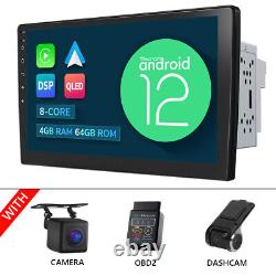 CAM+DVR+OBD+10.1 Double 2 Din Autoradio Stéréo de Voiture Android 12 8-Core GPS DSP Pas de DVD