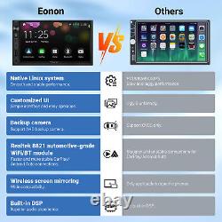 CAM+Eonon Double Din 7 Autoradio stéréo de voiture Bluetooth Android Auto CarPlay GPS Navi