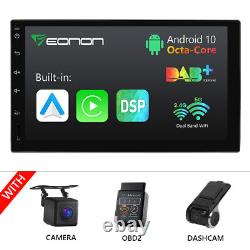 CAM+OBD+DVR+7 Android 10 8Core Double 2 Din Car Stereo GPS Navigator CarPlay FM could be translated to: CAM+OBD+DVR+7 Android 10 8Core Double 2 Din Autoradio GPS Navigateur CarPlay FM.