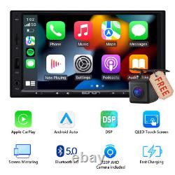 Cam+double 2 Din 7 Qled Écran Tactile Android Auto Car Audio Stereo Gps Radio Fm