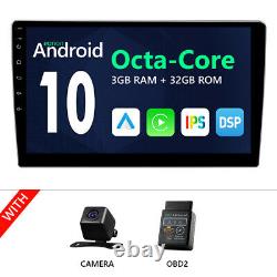 Cam+obd2+double Din Android 10 10.1 Voiture Écran Tactile Stereo Radio Gps Navi Wifi