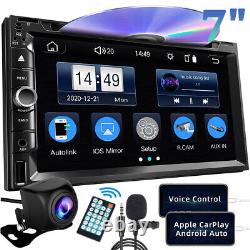 Caméra avec Apple CarPlay Bluetooth Radio Double Din 7 Lecteur DVD de voiture Stéréo CD